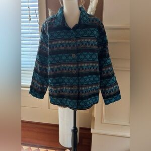 Koret Teal and Brown Geometric Jacket for Women